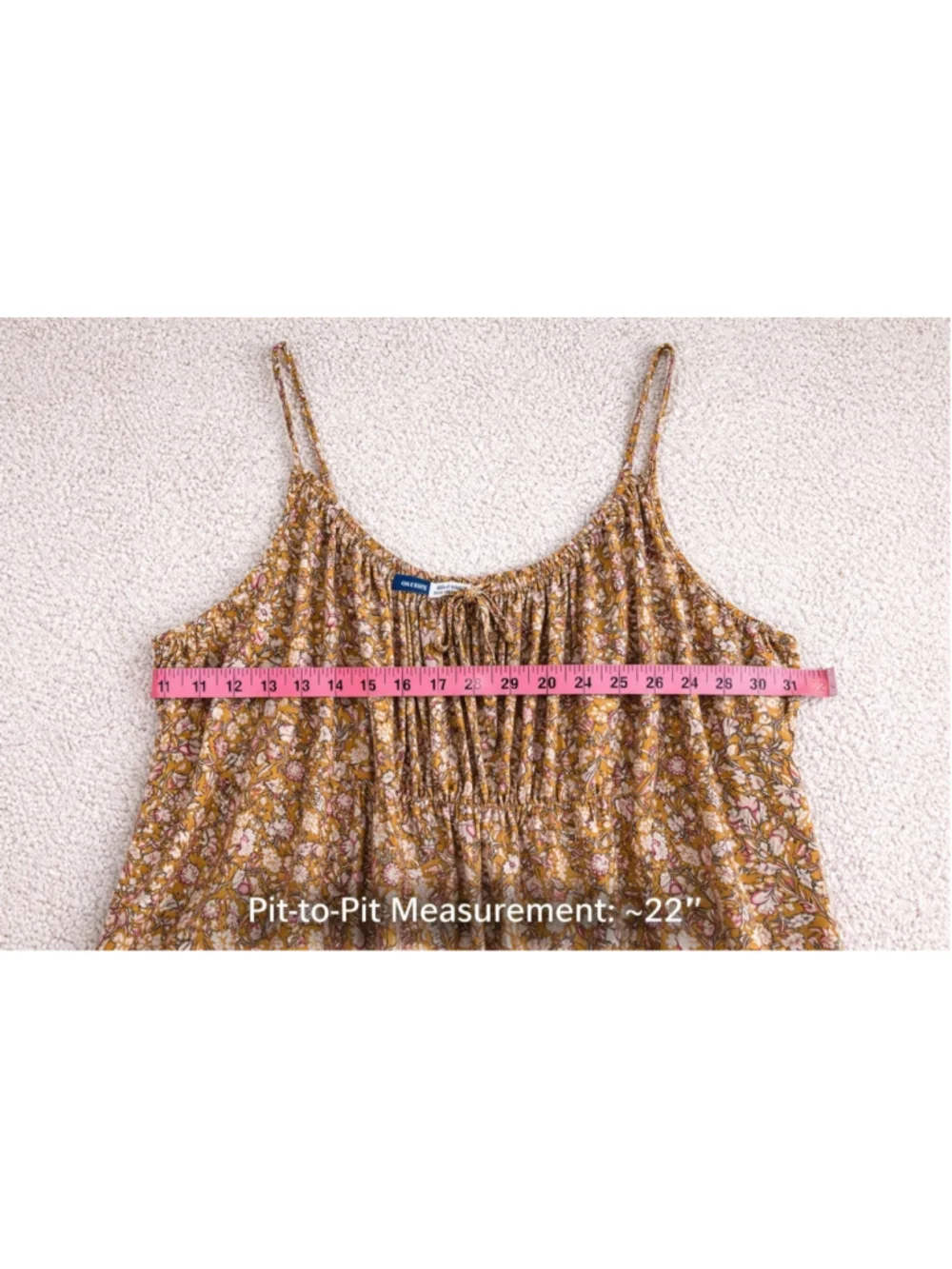 Old Navy 2X Floral Maxi Dress Boho Mustard Yellow Flowy Cami Plus Size - Picture 8 of 8